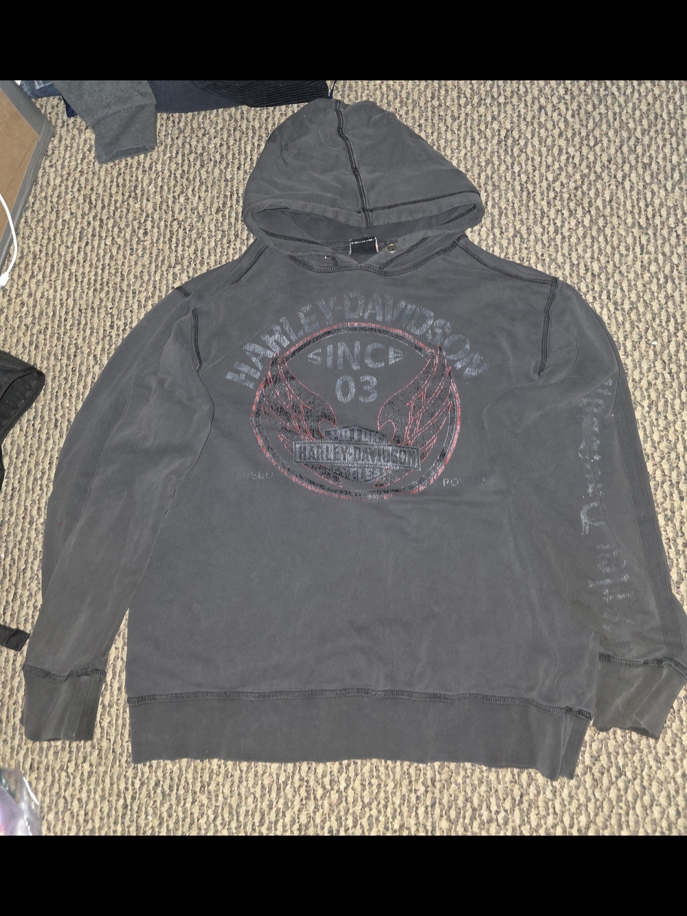 Harley-Davidson Men's Black Hooded Pullover Sweatshirt